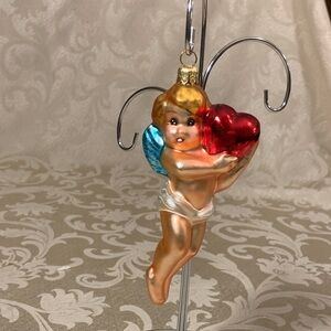 Christopher Radko’s  “Cherub   Angel Heart” Ornament with Red Heart
